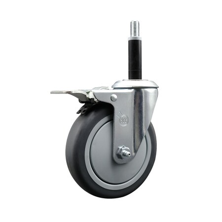Service Caster 5'' SS Thermoplastic Rubber Swivel 3/4'' Expanding Stem Caster Total Lock Brake SCC-SSEXTTL20S514-TPRB-34
